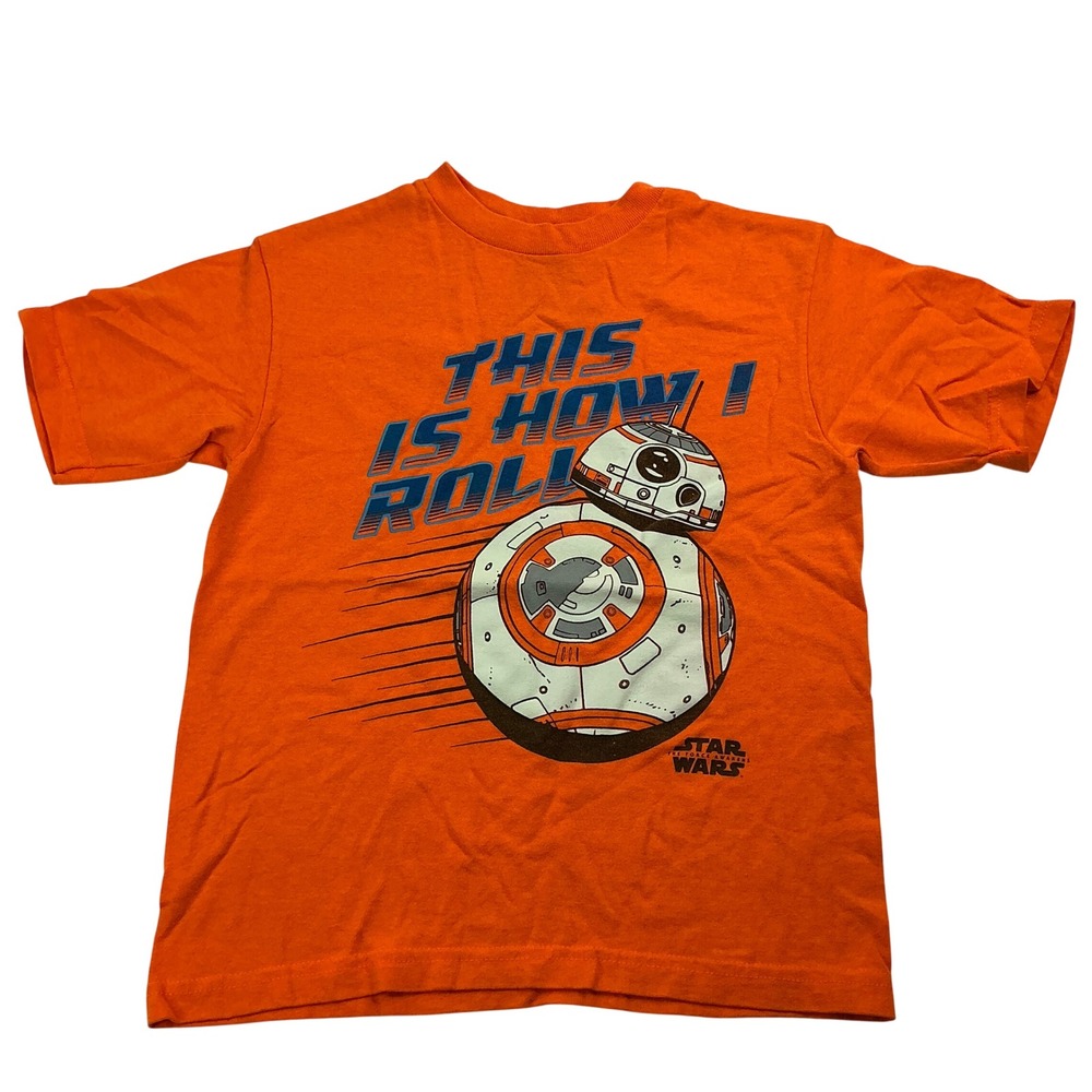 Star Wars Orange BB-8 Graphic T-Shirt Kids Size 8 This Is How I Roll Tee